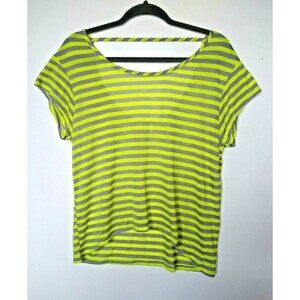 MIMI CHICA womens top striped knit blouse Sz L wide neck cap sleeve MADE IN USA